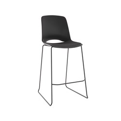 OLG Vista Rise Barstool With Black Steel Frame Black Padded Seat And Polypropylene Back