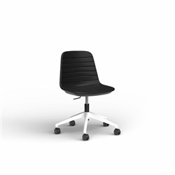OLG Sofia Office Chair Gas Lift White Base Black PU Leather Seat And Back