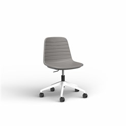 OLG Sofia Office Chair Gas Lift White Base Light Grey PU Leather Seat And Back