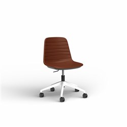 OLG Sofia Office Chair Gas Lift White Base Tan PU Leather Seat And Back