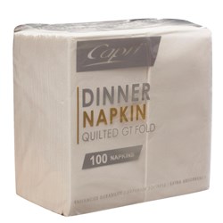 Capri Quilted Dinner Napkins 2 Ply GT Fold 400mm x 400mm White Carton Of 1000