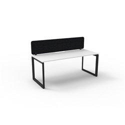 Rapidline Deluxe Infinity Desk Loop Leg Single Sided + Black Eco Screen 1500Wx730mmH Wht/Bl