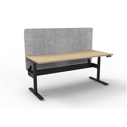 Rapidline Halo+ Single Sided Workstation + Grey Eco Screen +Tray 1200Wx620-1270mmH Oak/Bl