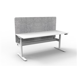 Rapidline Halo+ Single Sided Workstation + Grey Eco Screen +Tray 1800Wx620-1270mmH Wht/Wh
