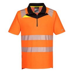 Portwest DX4 Hi-Vis Zip Polo Shirt Short Sleeve 4XL Orange And Black