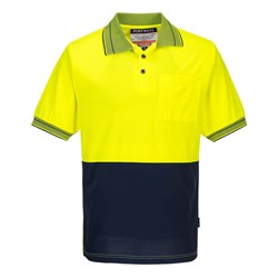 Portwest Hi-Vis Micro Mesh Polo Shirt Short Sleeve Medium Yellow And Navy