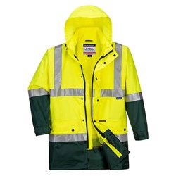 Portwest Eyre Hi-Vis Contrast Rain Traffic Jacket Medium Yellow And Green