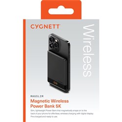 Cygnett MagSlim 10W 5K mAH Magnetic Wireless Power Bank Black