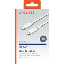 Cygnett Essentials Gen 2 USB-C To USB-C Cable 1 Metre White