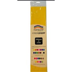 RAINBOW CREPE PAPER 500mmx2.5m Yellow