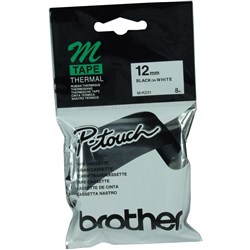 BROTHER TAPE M-K231 THERMAL 12MM BLACK ON WHITE