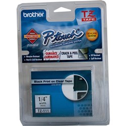 BROTHER PTOUCH TAPE CASSETTES 6mmx8m Black on Clear Tape EACH