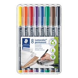 Staedtler 318 Lumocolor Pen Permanent Fine 0.6mm Assorted Wallet of 8
