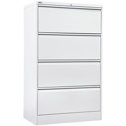 Rapidline Go Lateral Filing Cabinet 4 Drawer 900W x 473D x 1321mmH White