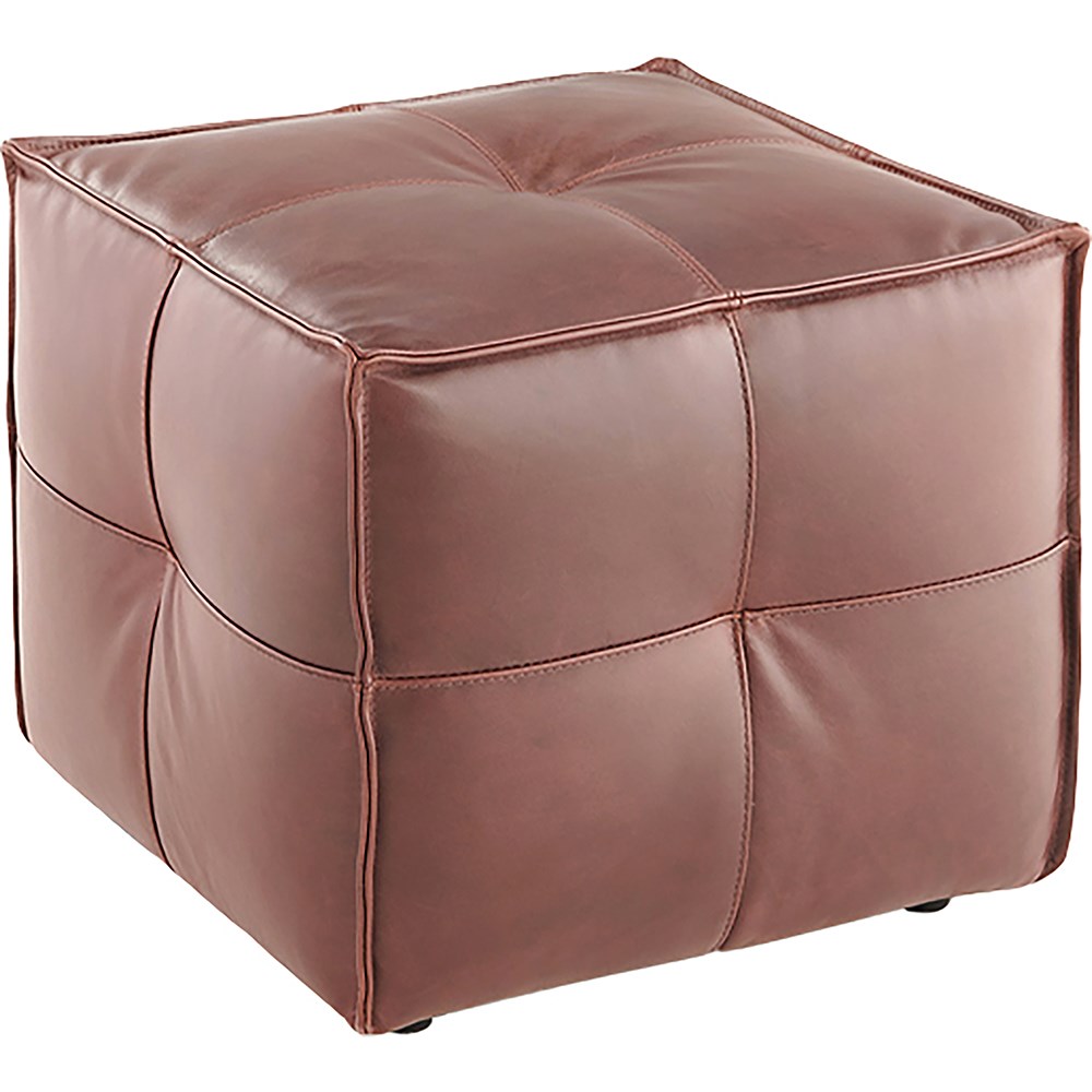 Brown leather on sale cube ottoman