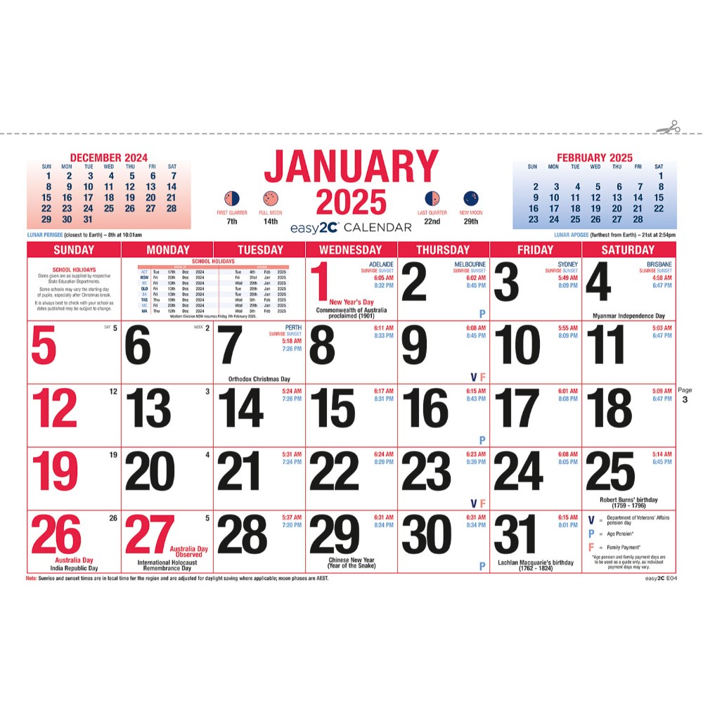 Diaries & Calendars - Easy-2C Wall Calendar 324 x 220mm Month To View ...