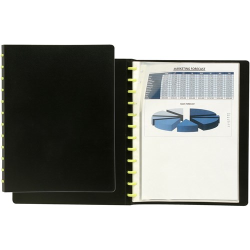 Marbig A4 Kwik Zip Display Book 20 Pockets Black